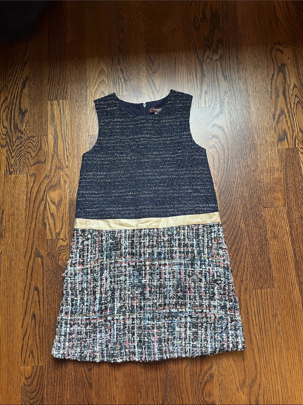 Imoga Navy and Gold Tweed Combo Dress